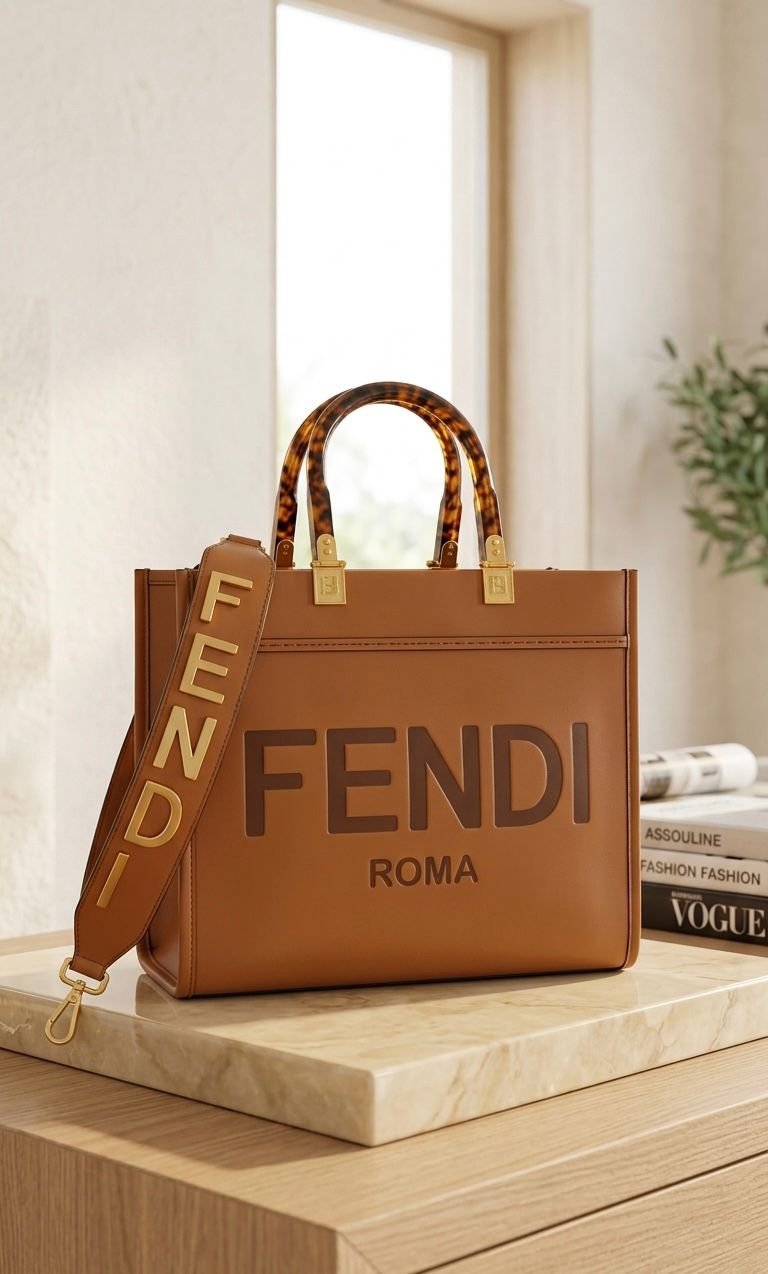 FENDI  MEDIUM SIZE LEATHER SUNSHINE SHOPPERS TOTE Fendi Roma Tote Bag